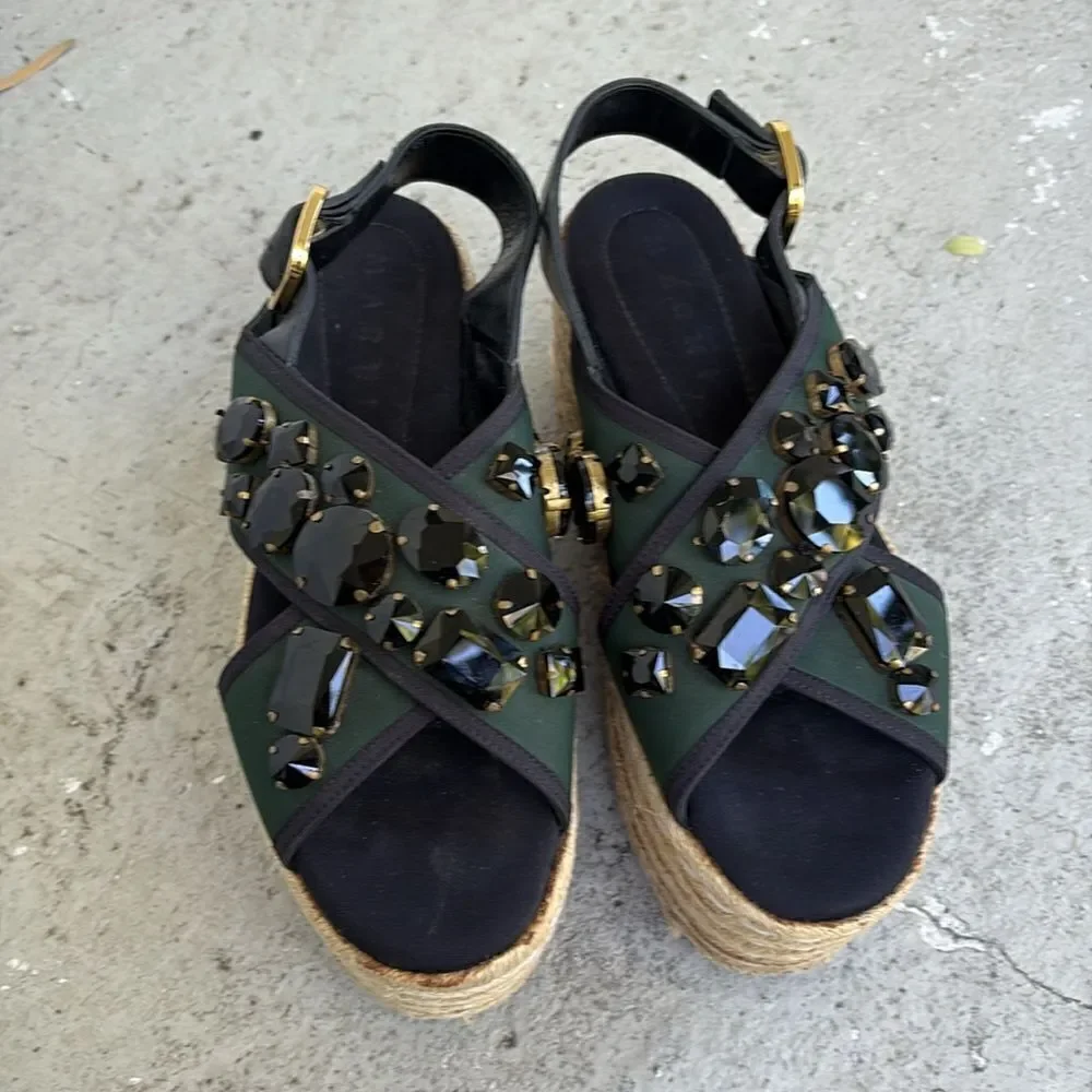 Marni Bejeweled Platform Sandals